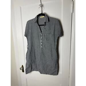 Love Notes Dress Women's Small Striped Mini Y2K Shirt Office Siren Short Cotton